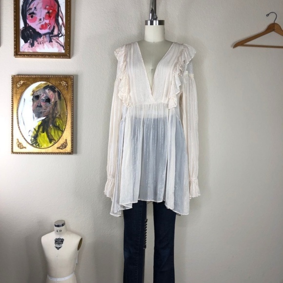 Anthropologie Wynne Tunic Top w Metallic Stripe - Picture 5 of 8